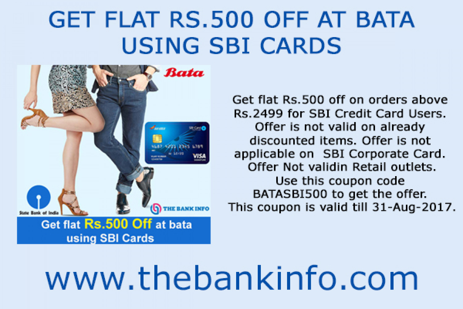 GET FLAT RS.500 OFF AT BATA USING SBI CARDS Infographic