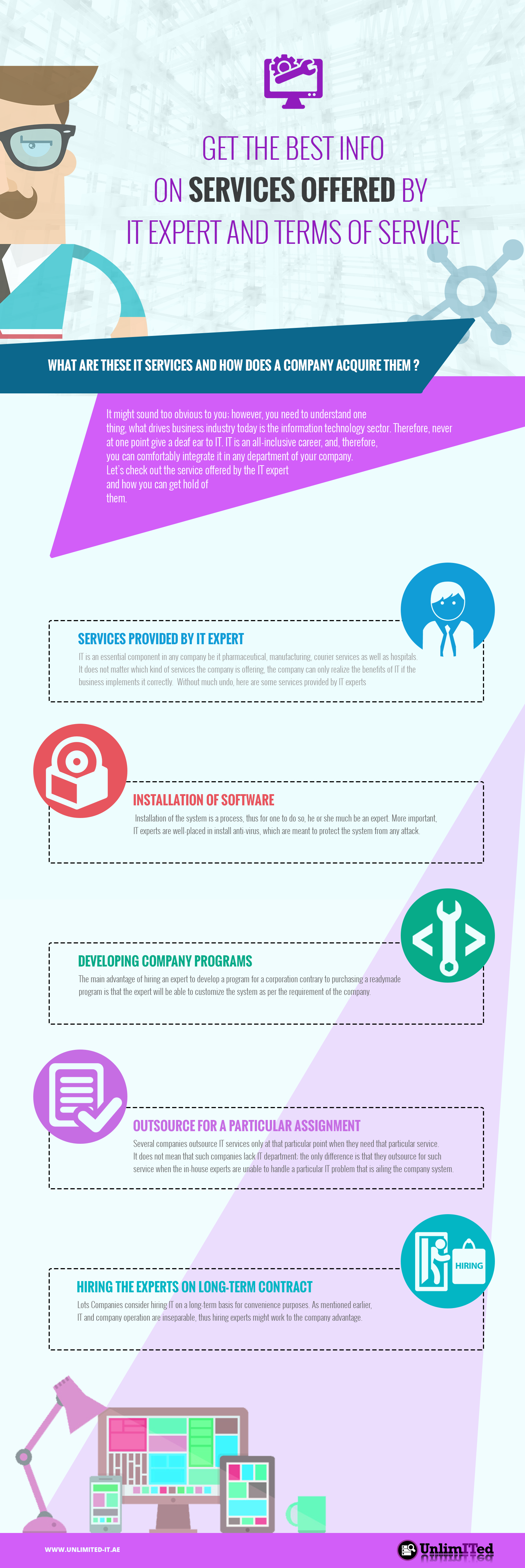 Get the best Info on Services offered by IT expert and terms of Service Infographic