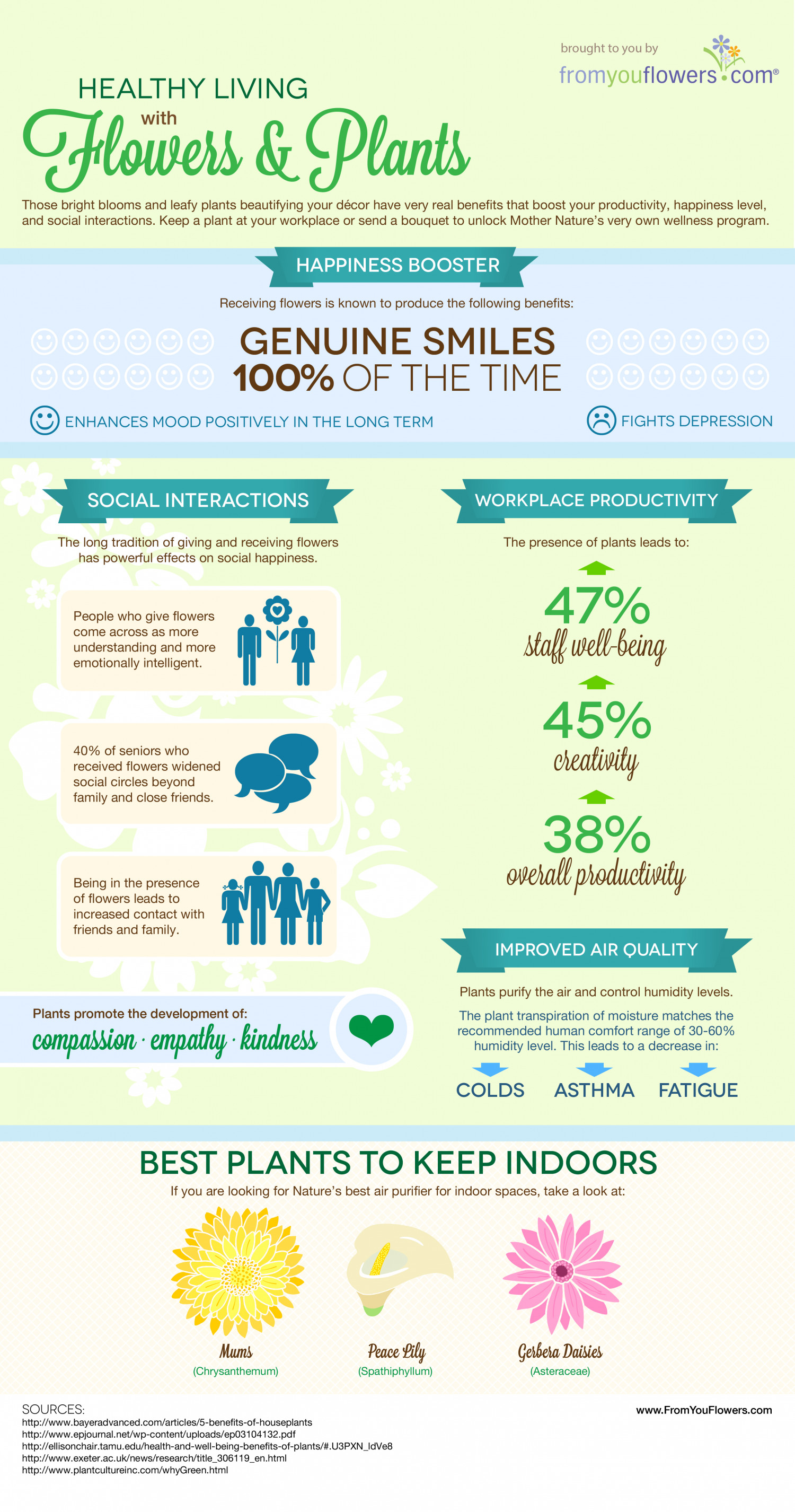 Healthy Living with Flowers & Plants Infographic