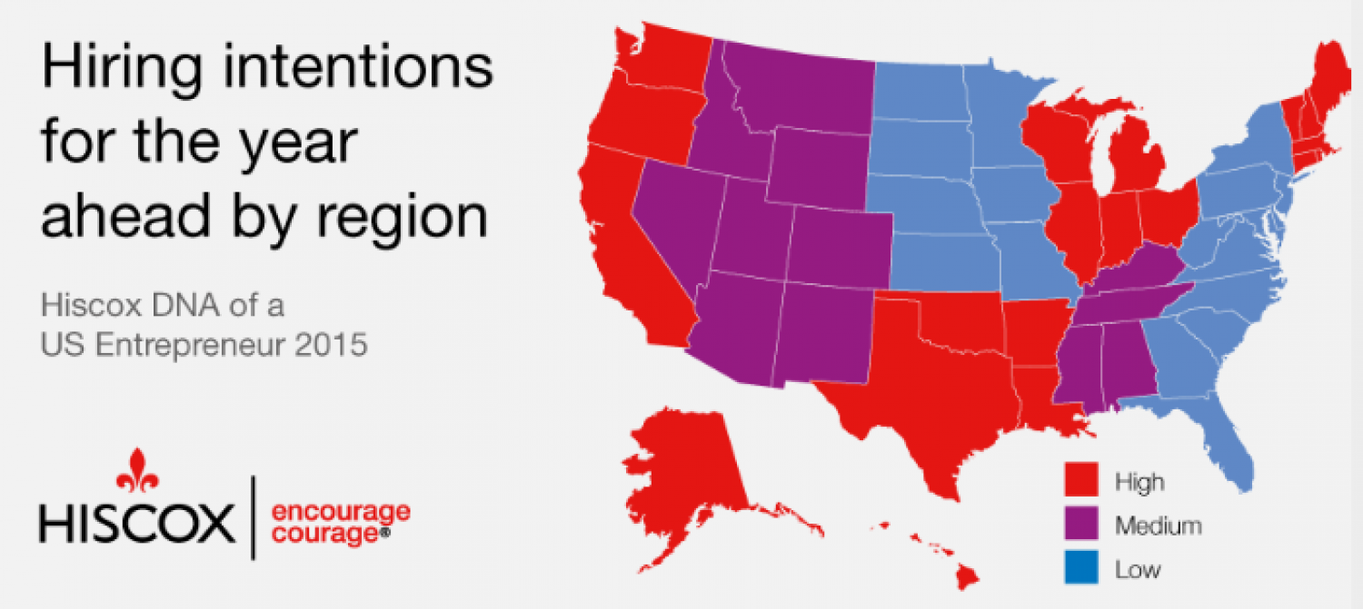 Hiscox 2015 Small Business Hiring Heat  Map Infographic