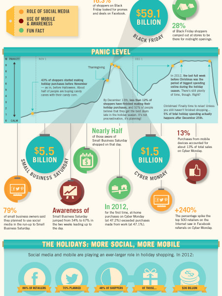 Holiday Panic: A Social & Mobile Timeline of Holiday Shopping Infographic