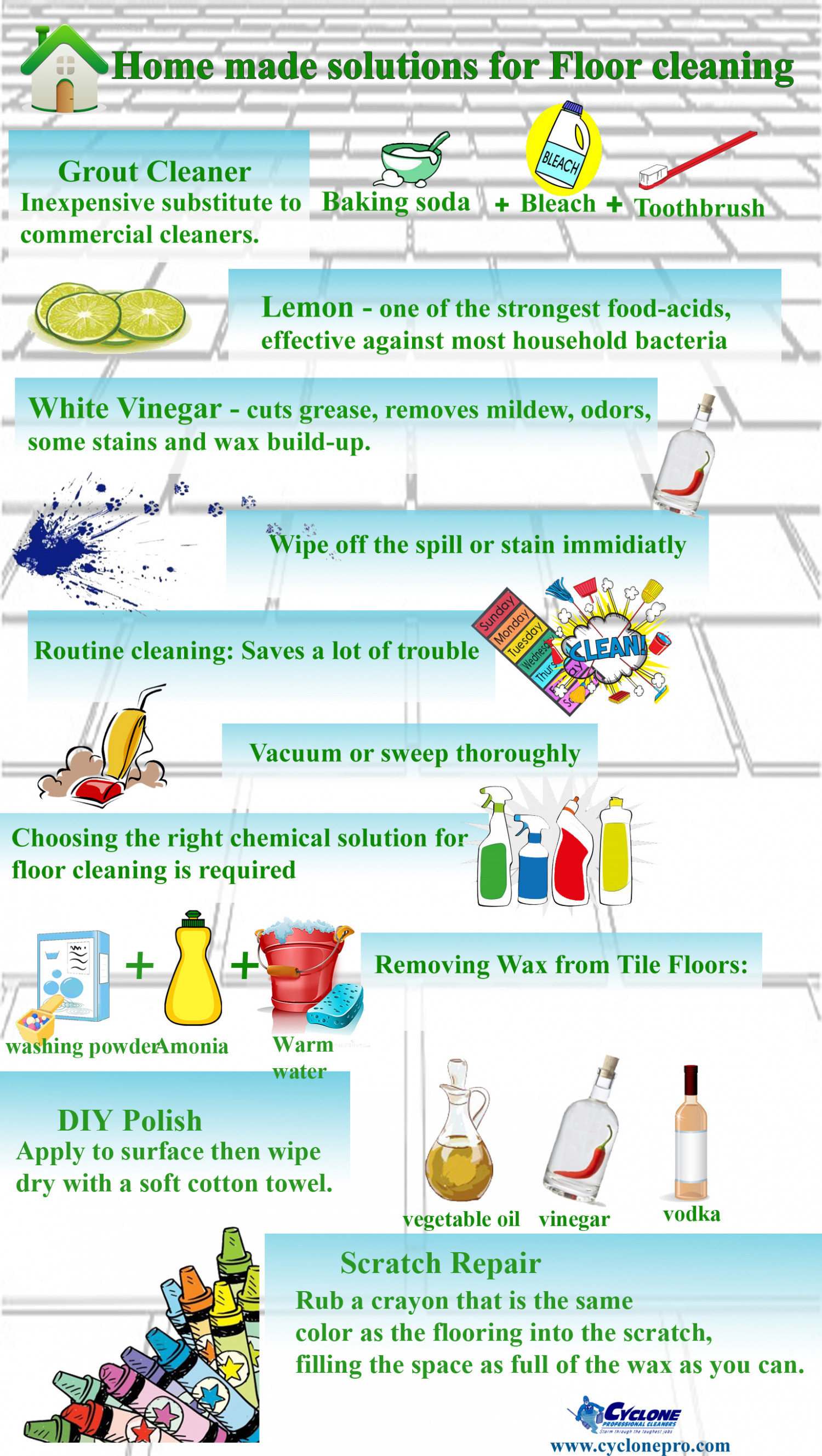 . Home made solutions for floor cleaning Infographic