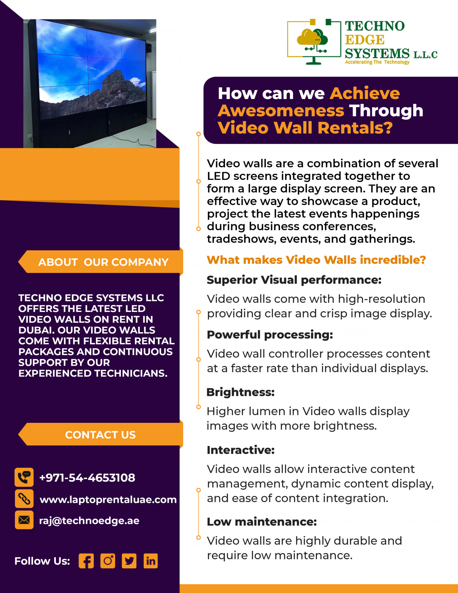How Can We Achieve Awesomeness Through Video Wall Rentals in Dubai? Infographic