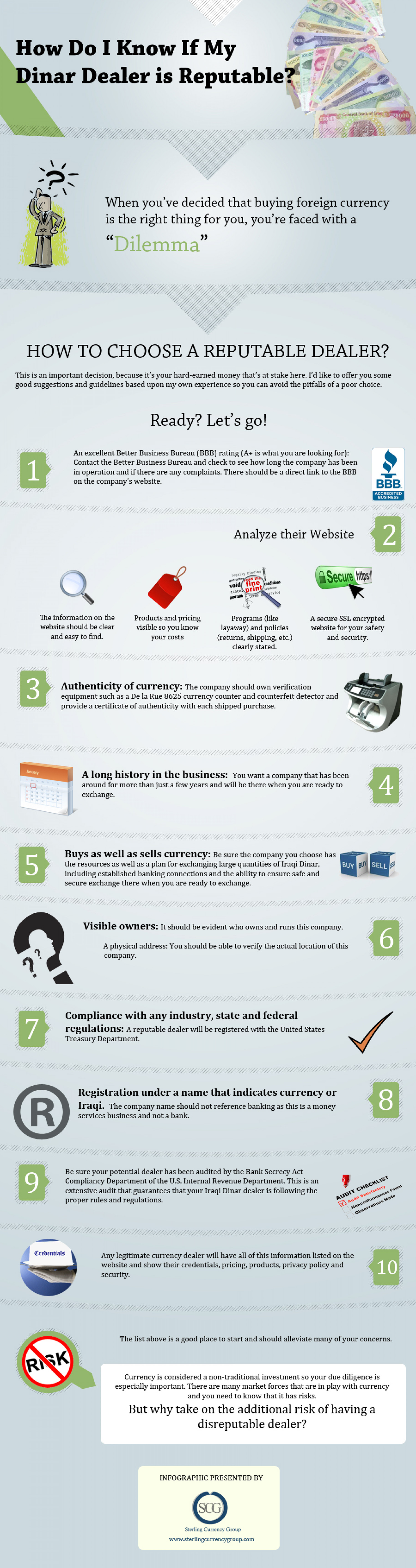 How Do I Know If My Dinar Dealer is Reputable? Infographic