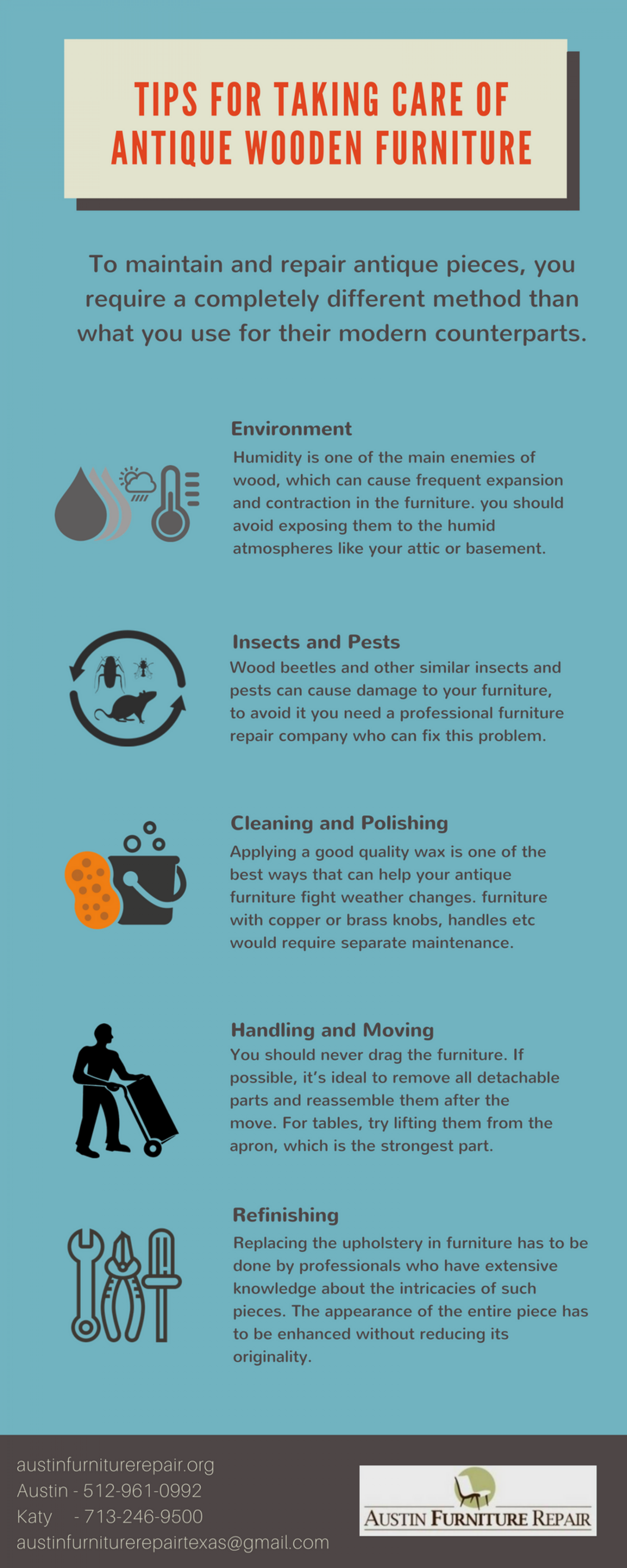 HOW TO TAKE CARE OF ANTIQUE WOODEN FURNITURE Infographic