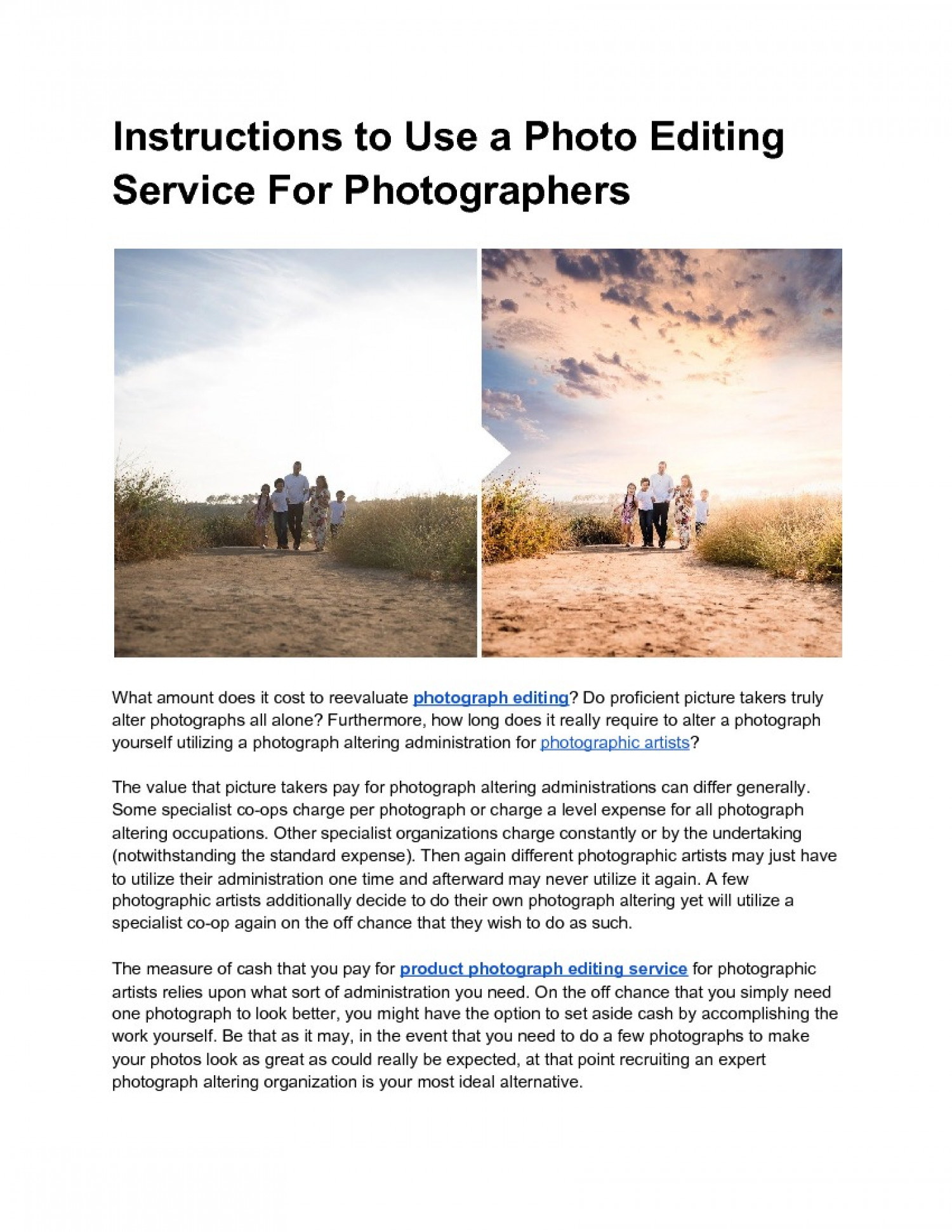 Instructions to Use a Photo Editing Service For Photographers Infographic