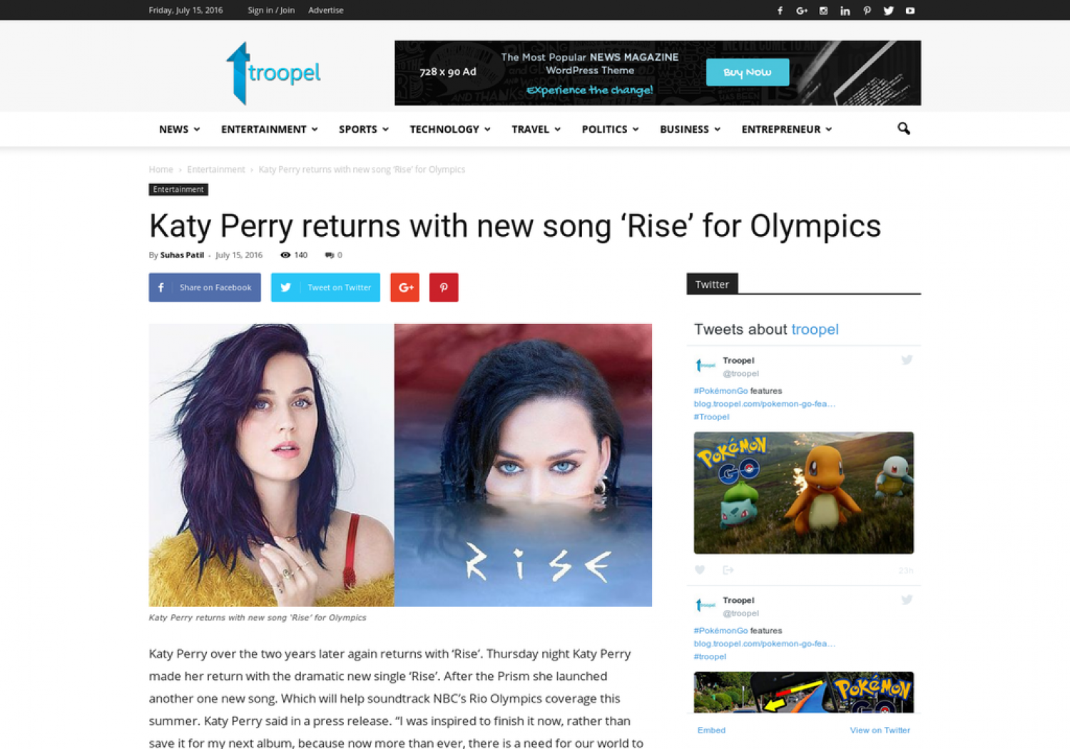 Katy Perry returns with new song ‘Rise’ for Olympics Infographic