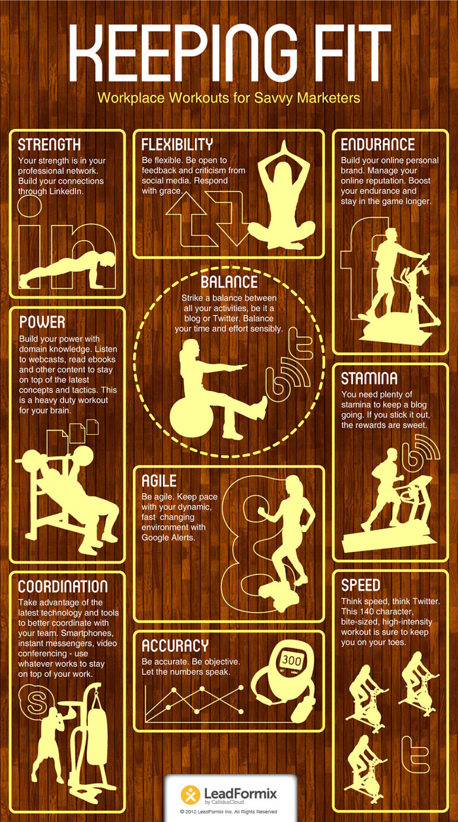 Keeping Fit - Workplace Workouts For Savvy Marketers Infographic