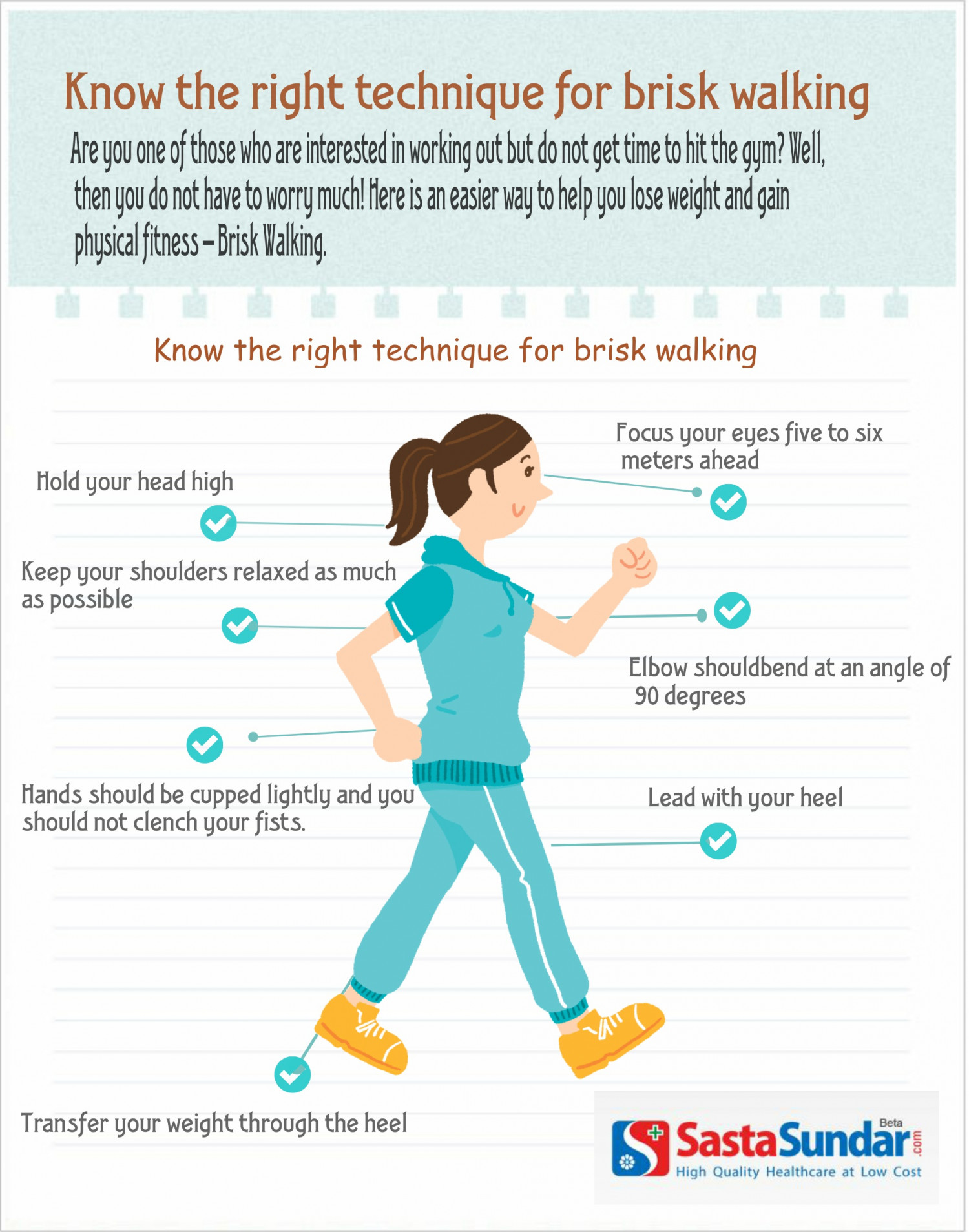 Know the Right Technique of Brisk Walking Infographic