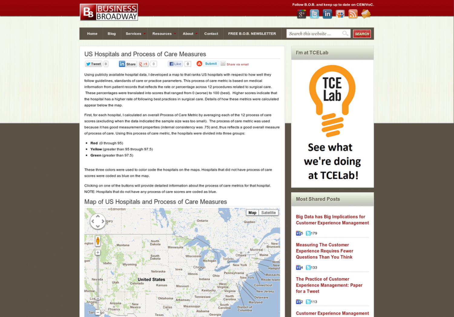 Map of US Hospitals and Process of Care Measures Infographic