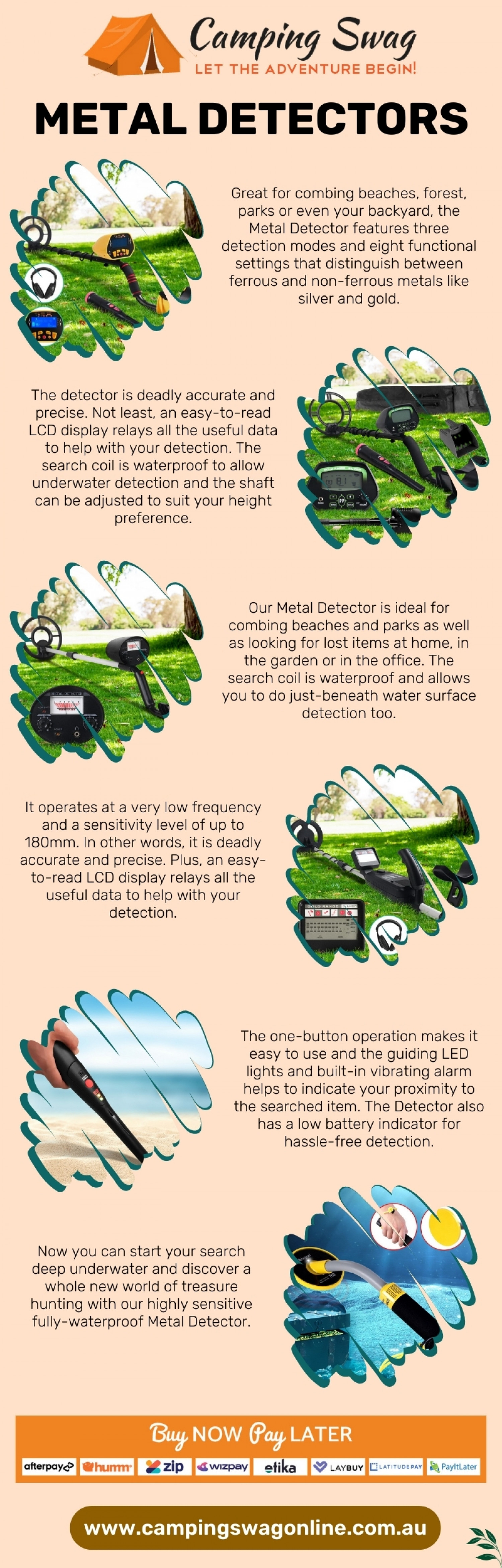 Metal Detector For Sale With Afterpay | Camping Swag Online Infographic