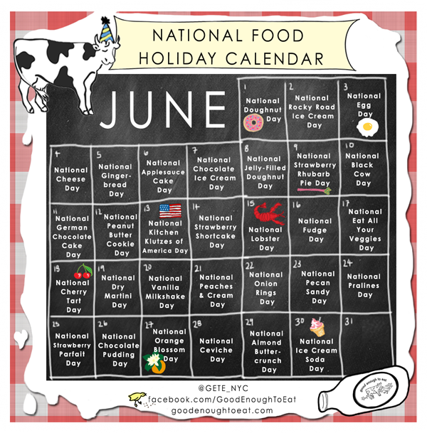 NATIONAL FOOD HOLIDAY CALENDAR JUNE 2013 Visual.ly