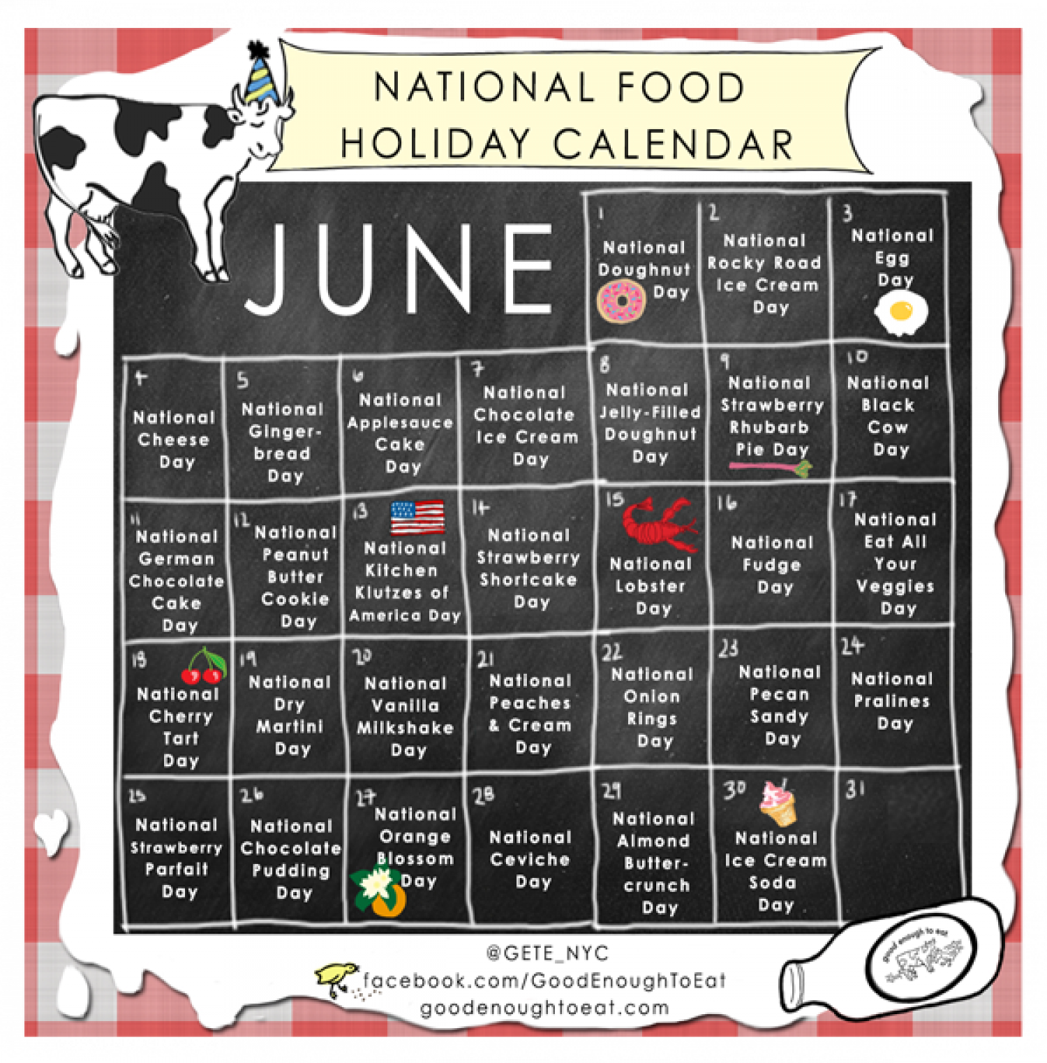 NATIONAL FOOD HOLIDAY CALENDAR - JUNE 2013 Infographic