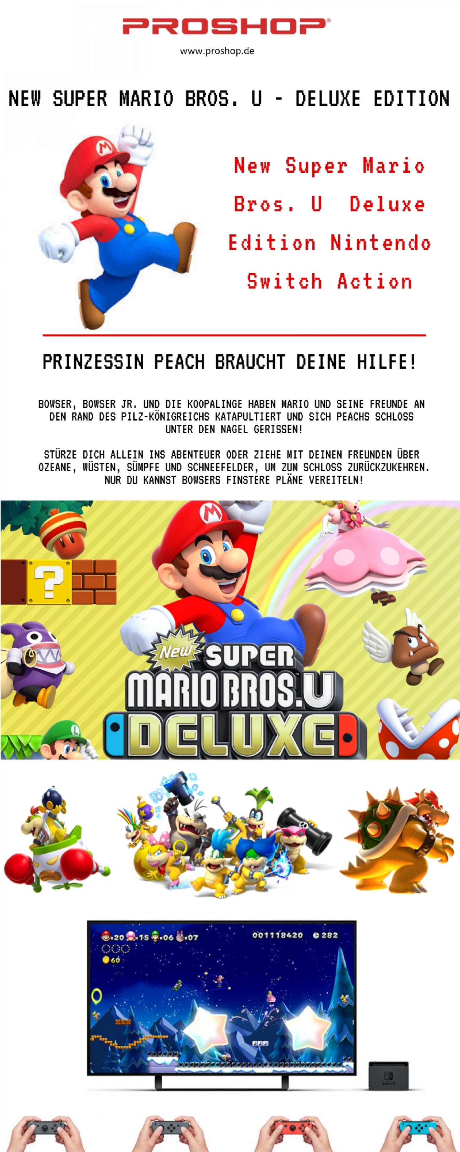 New Super Mario Bros. U - Deluxe Edition - Nintendo Switch - Action - PEGI 3 Infographic
