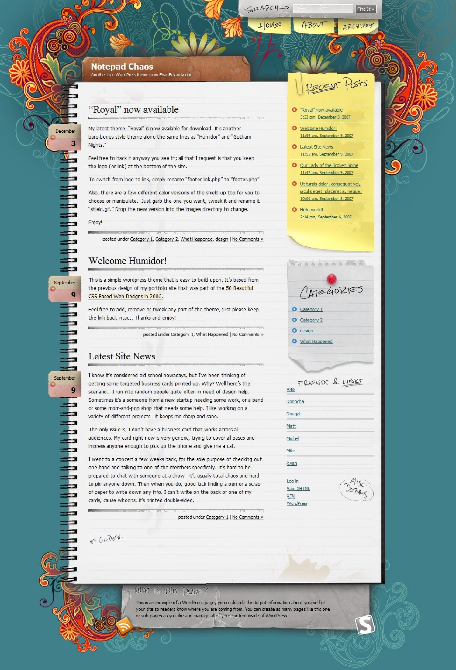 Notepad Chaos: A Free WordPress Theme Infographic