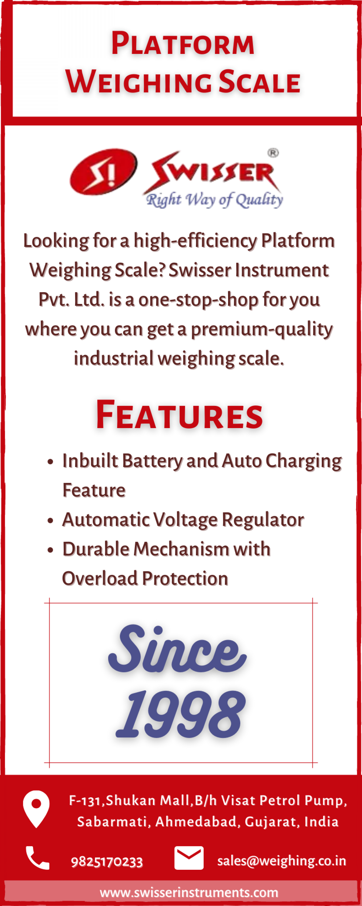 Platform Weighing Scale Exporters in India Infographic