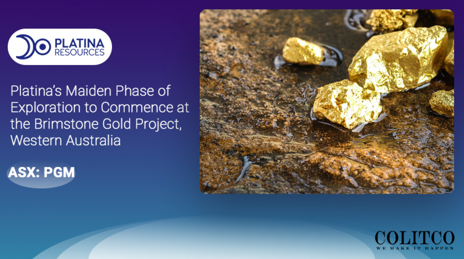 Platina’s Maiden Phase Of Exploration To Commence At The Brimstone Gold Project, Western Australia Infographic