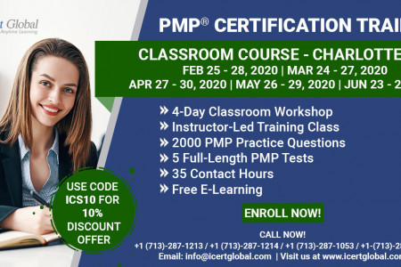 PMP Certification Training Course in Charlotte, NC | Classroom Training | iCert Global Infographic