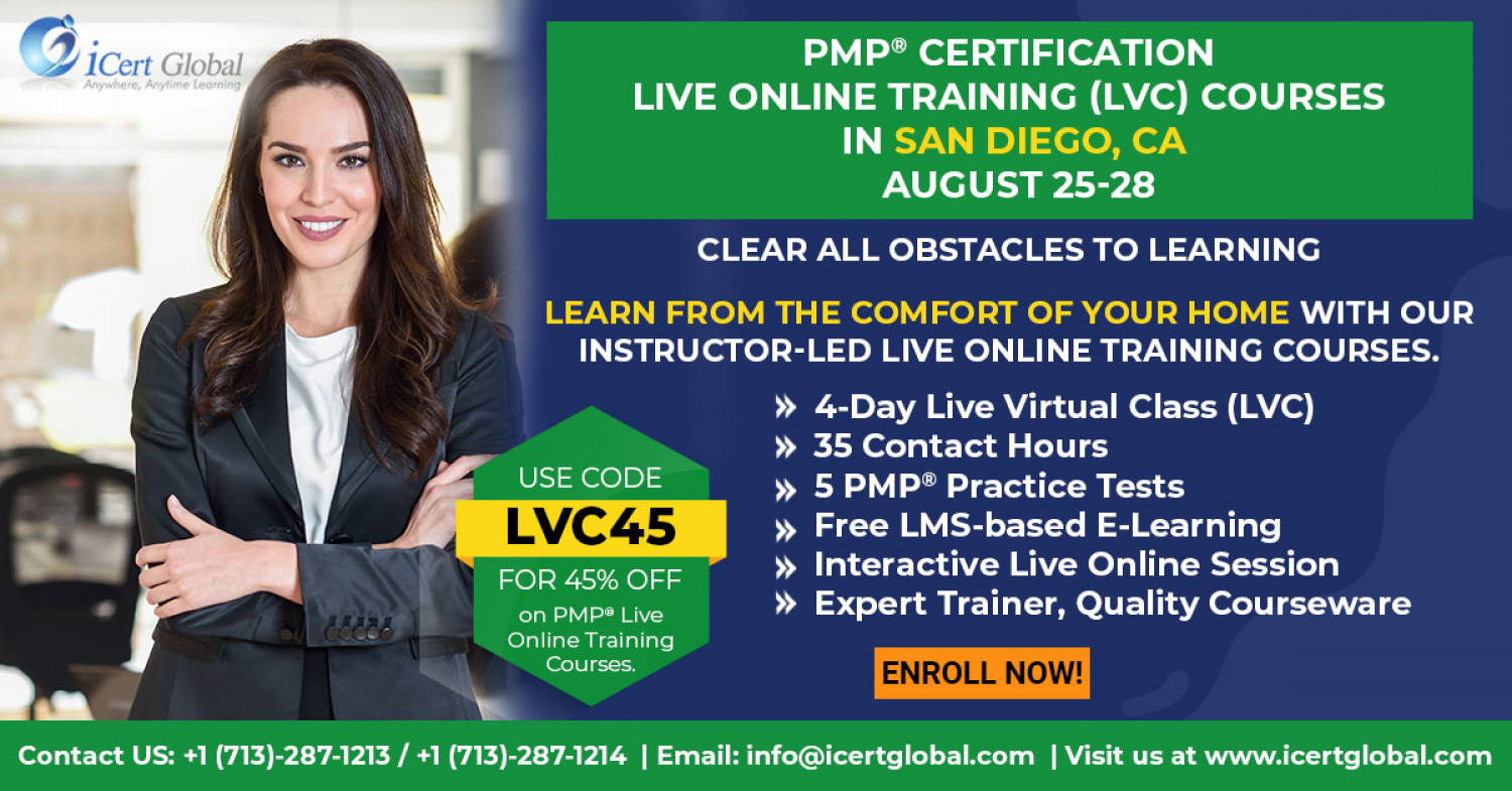 PMP Live Online Certification Training (PMP Live Virtual Class) in San Diego, CA | iCert Global Infographic