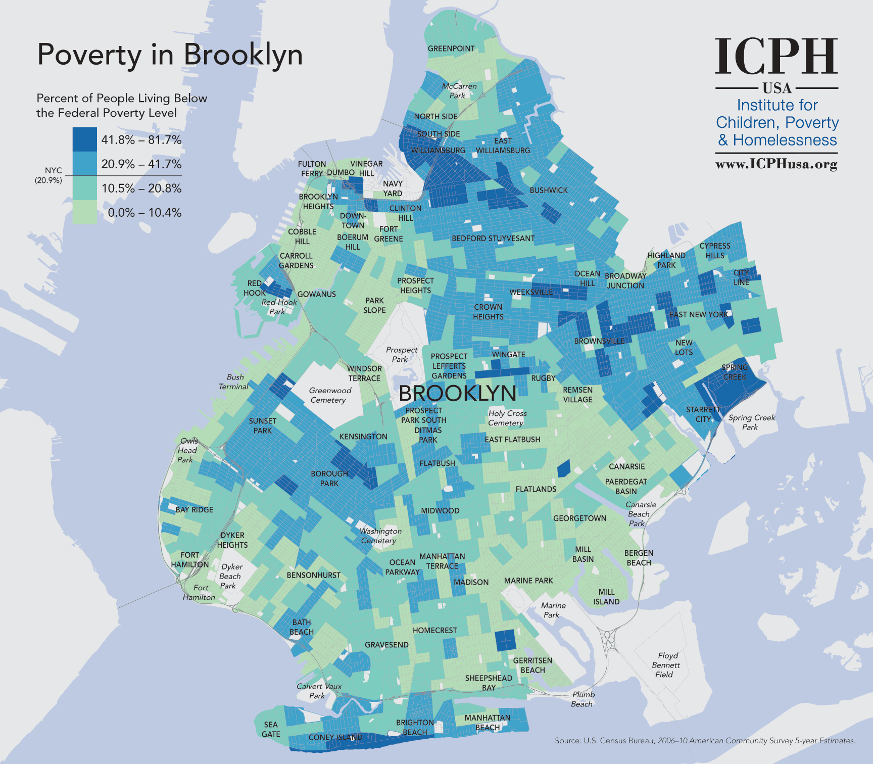Poverty In Brooklyn: A Block by Block Analysis Infographic
