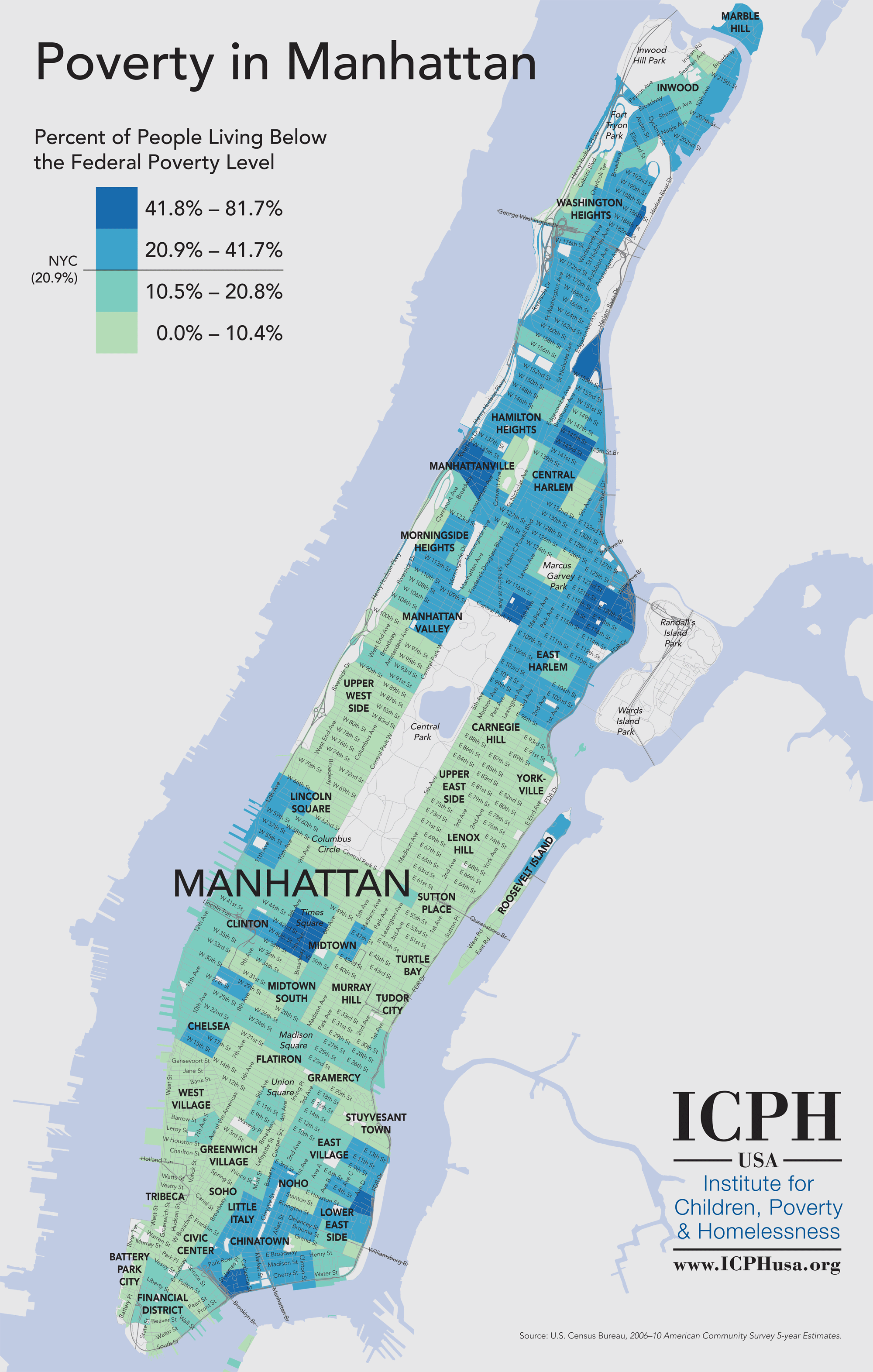 Poverty in Manhattan: Two Manhattans Infographic