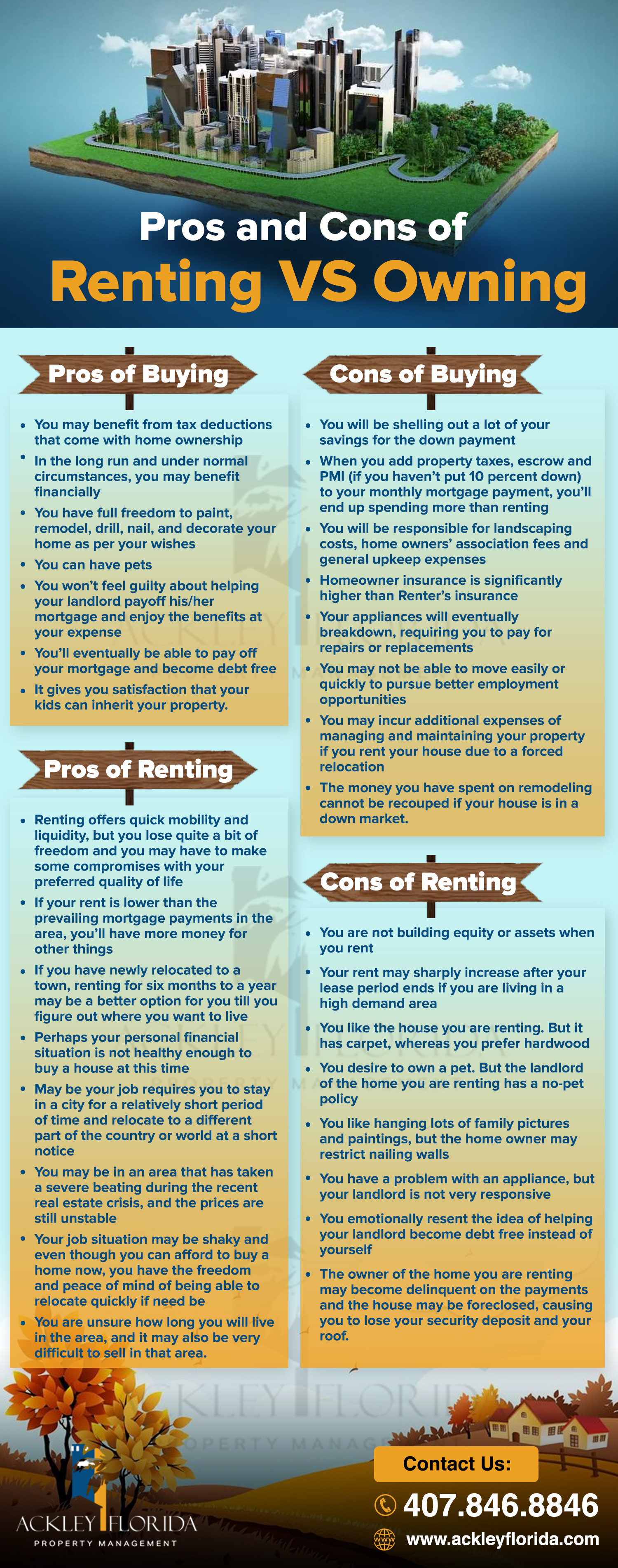 Pros and Cons of Renting VS Owning Infographic