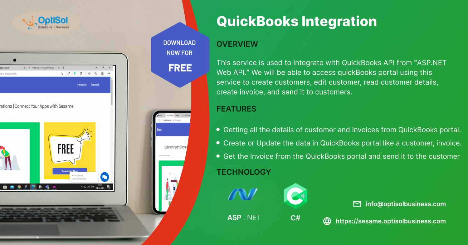 Quickbook Integration - Download the source code for free Infographic