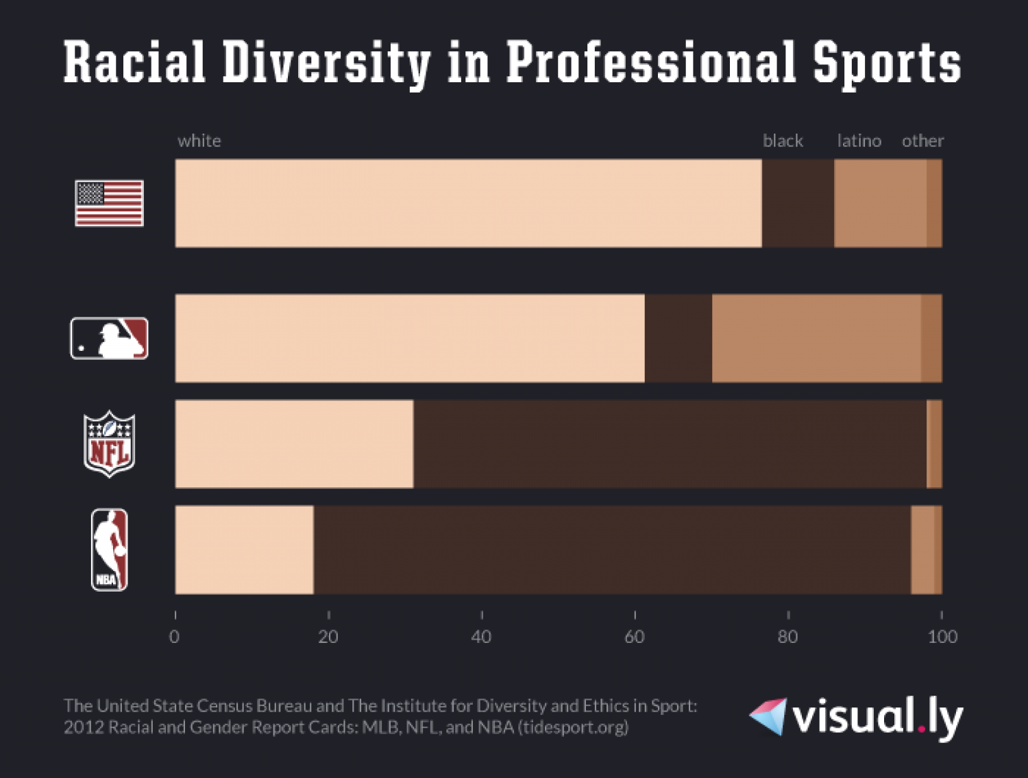 Racial Diversity in Professional Sports Infographic