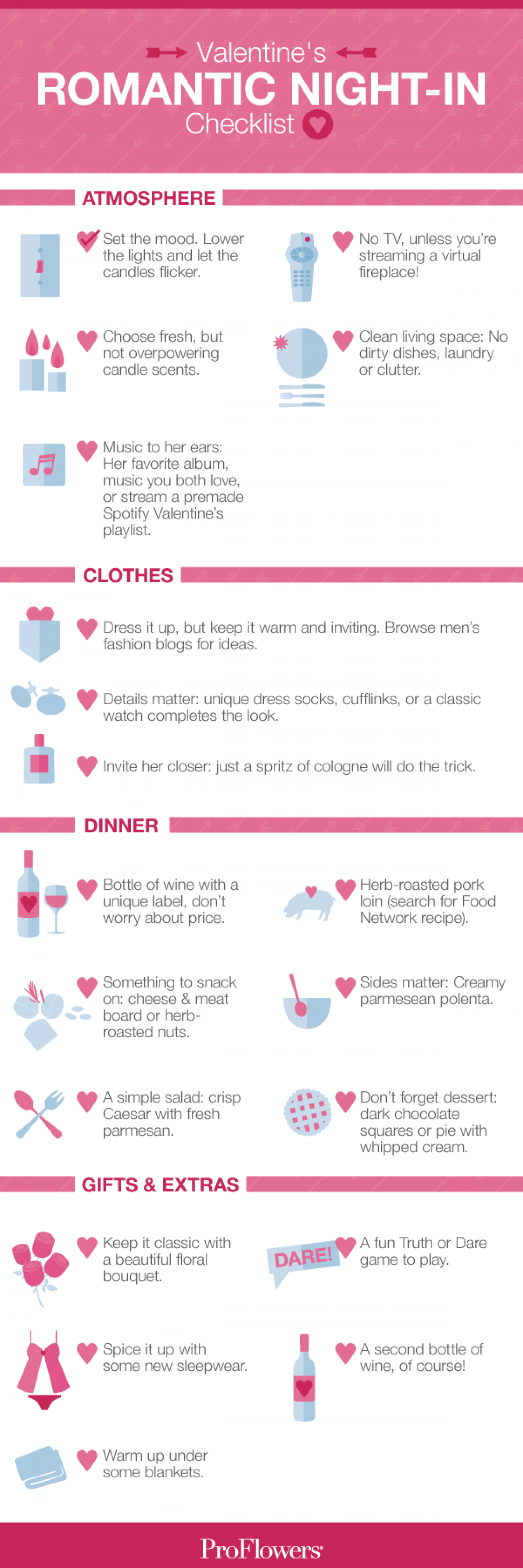 Valentine's Romantic Night-In Checklist Infographic