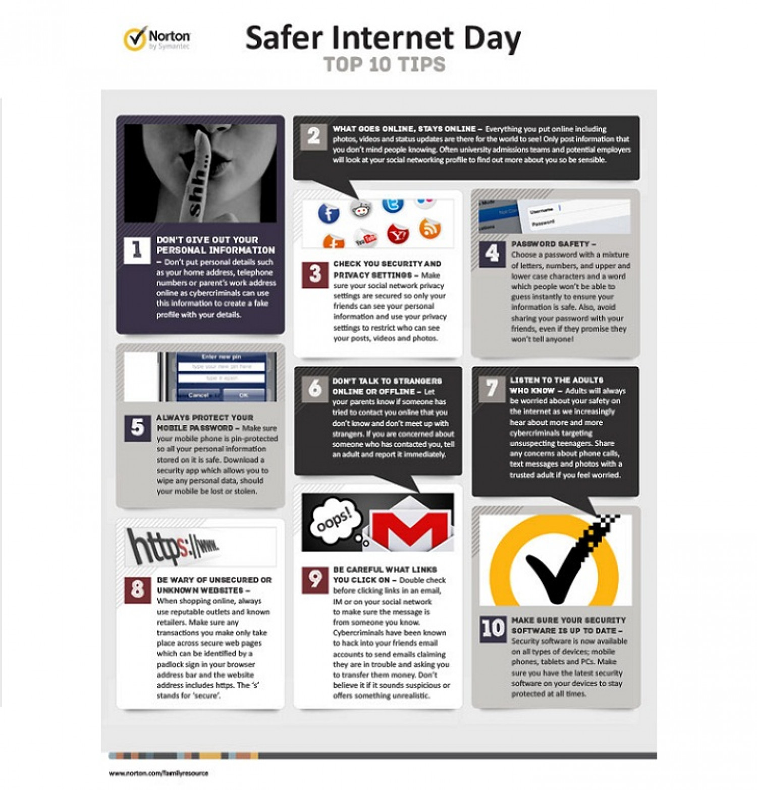 Safer Internet Day - Norton's Top 10 Tips Infographic