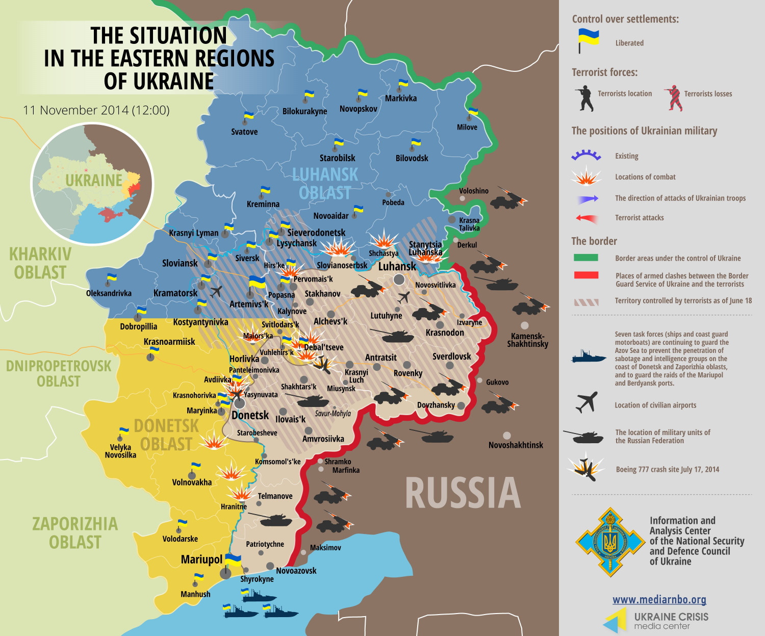 Situation in eastern Ukraine, November 11 Infographic