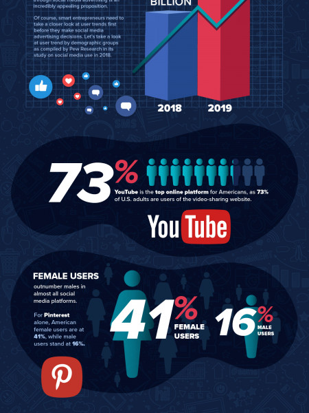 Social Media Advertising - User Trend By Demographic Groups Infographic
