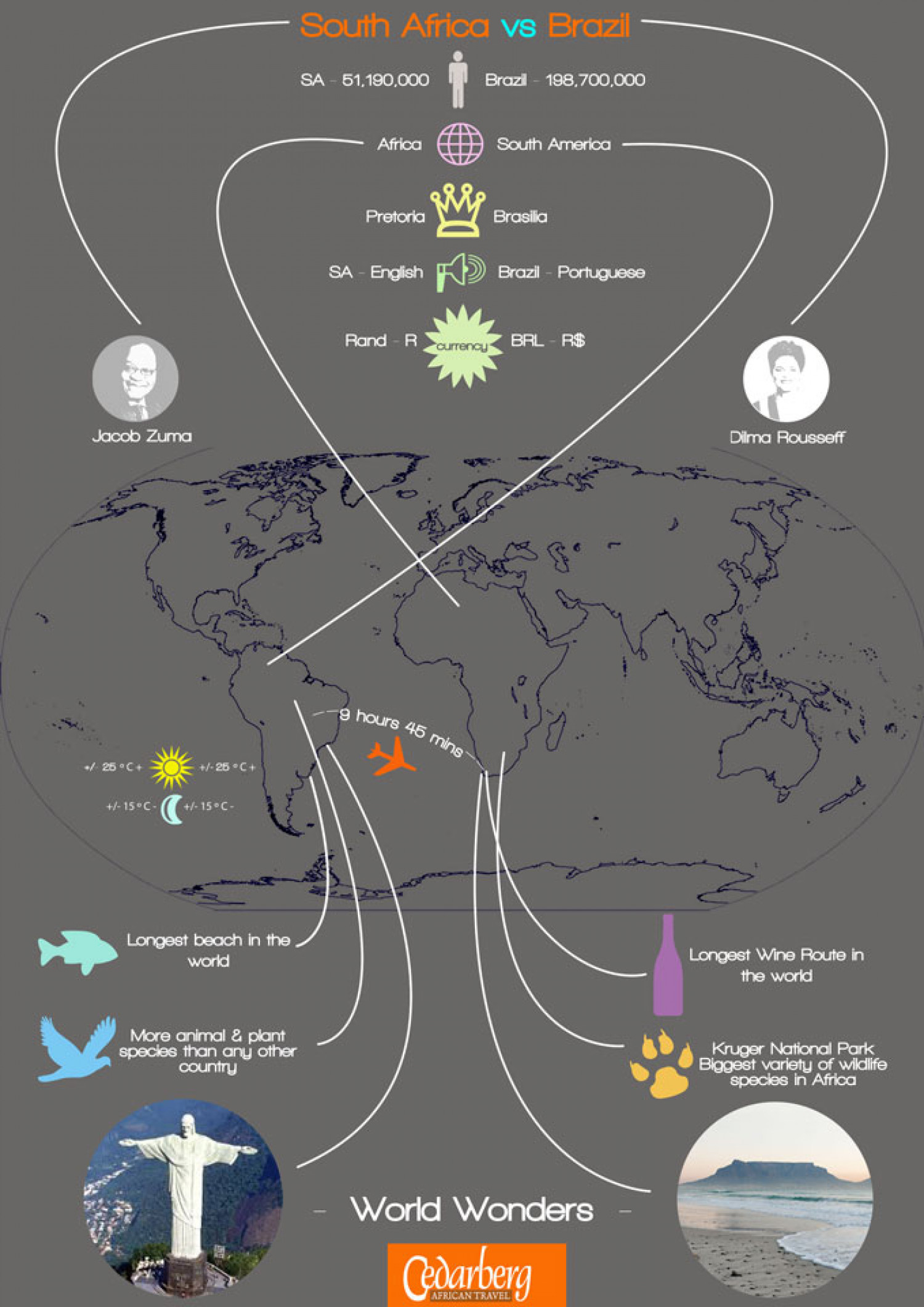 South Africa vs Brazil Infographic