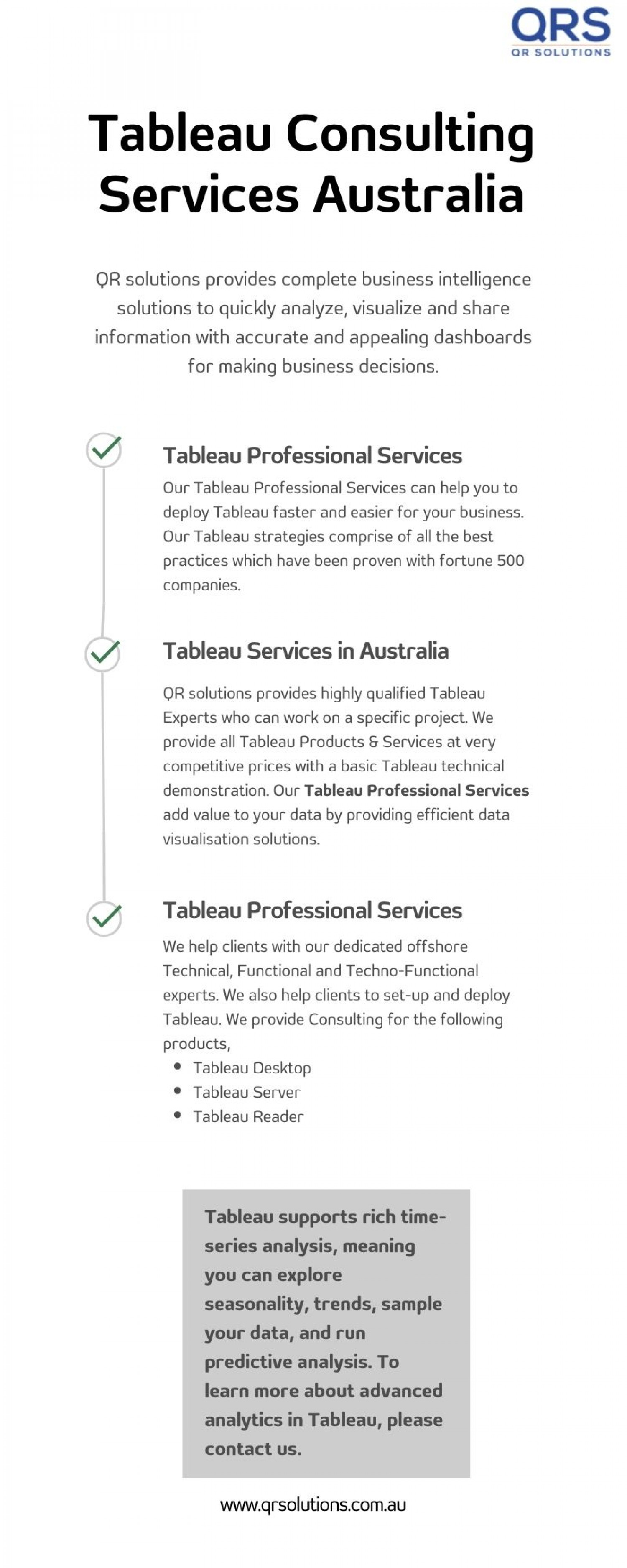 Tableau Consulting Services Australia | Tableau Business Intelligence Sydney | QR Solutions Infographic