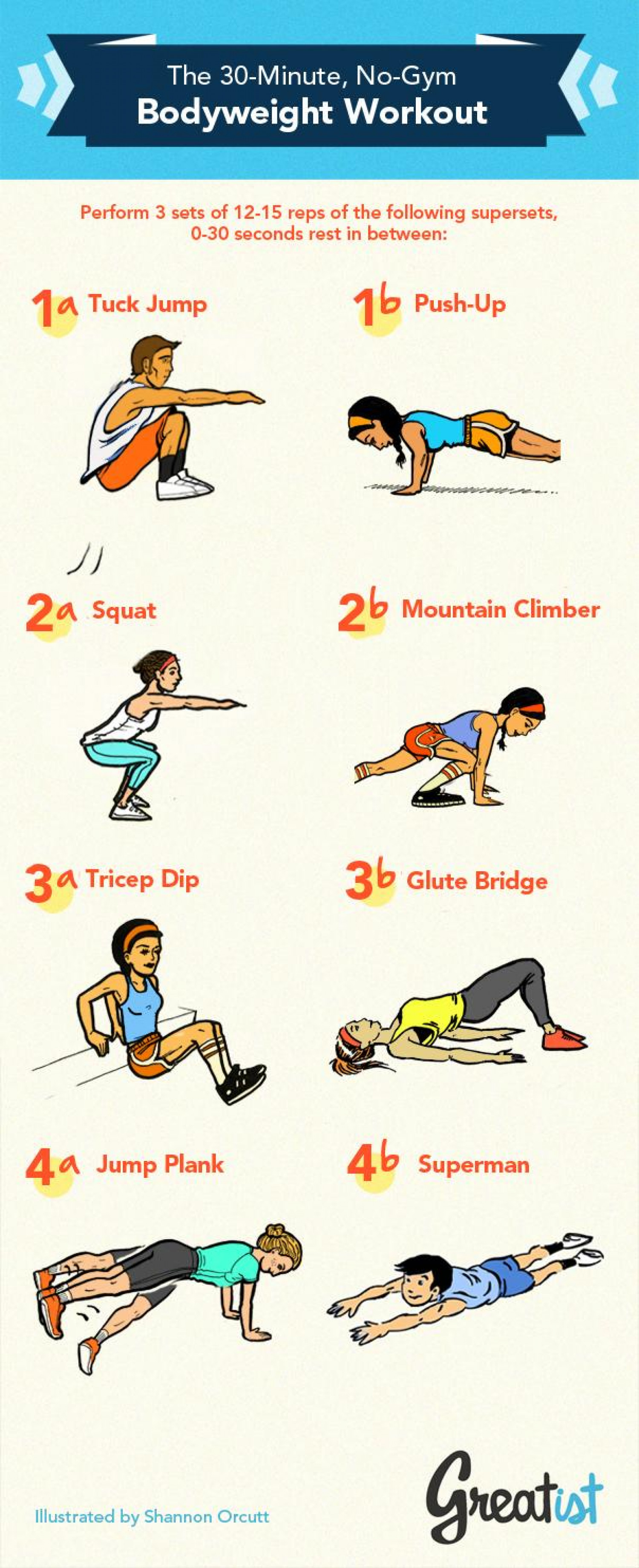 The 30 Minute No Gym Bodyweight Infographic