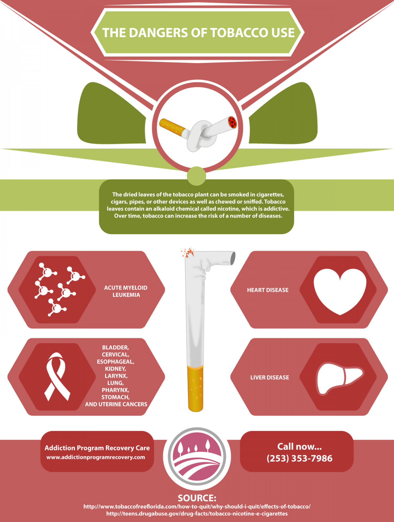 The Dangers of Tobacco Use | Addiction Program Recovery Care Infographic