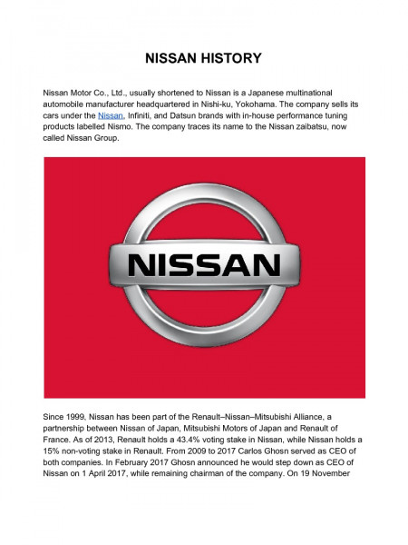 The Greatest History of Nissan Motor Company Infographic