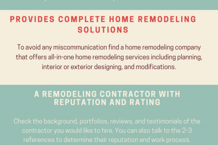 Things to look for when hiring a home remodeling contractor. Infographic