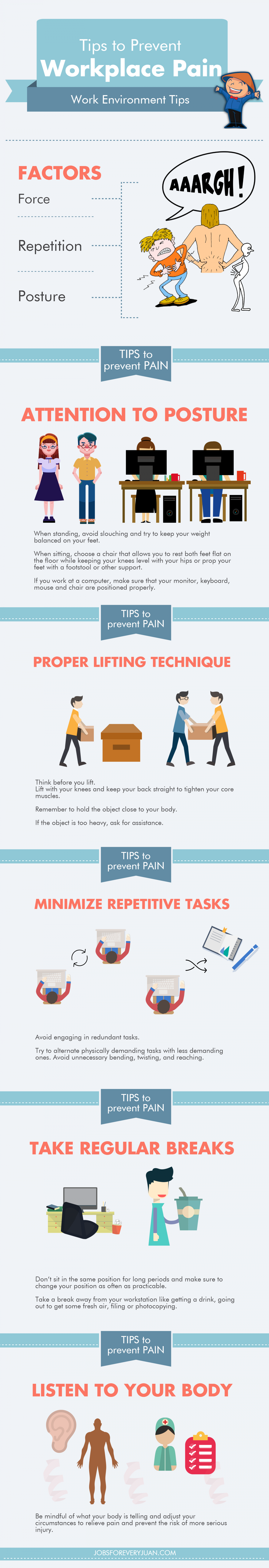 Tips to Prevent Workplace Pain Infographic