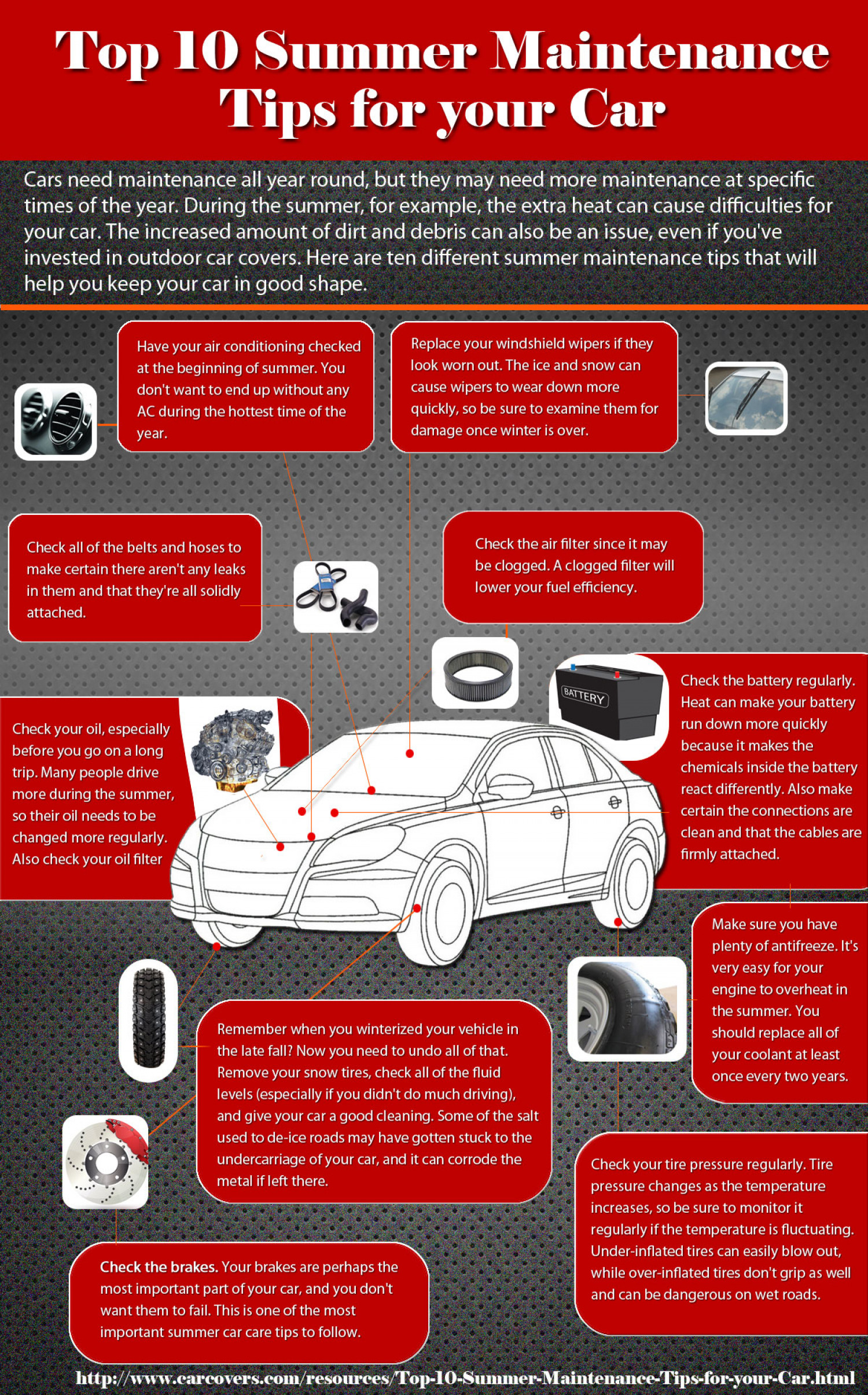 Top 10 Summer Maintenance Tips For Your Car Infographic