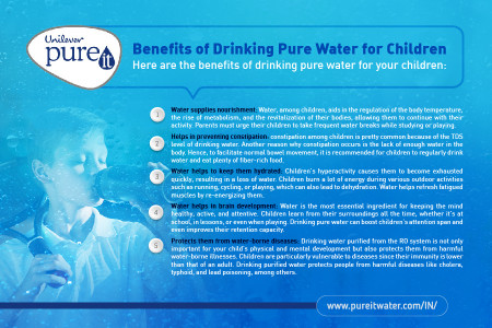 Top 5 Benefits of Drinking Pure Water for Children Infographic