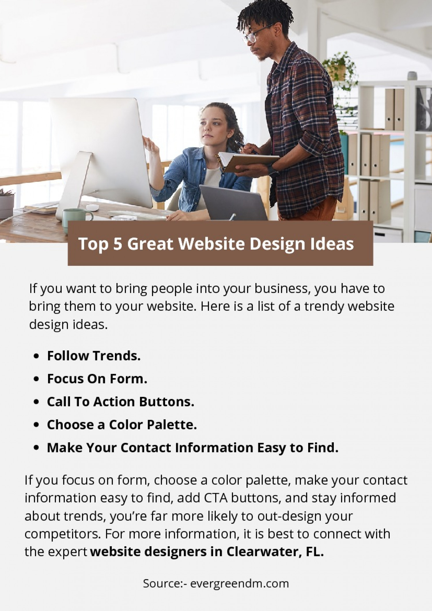 Top 5 Great Website Design Ideas Infographic