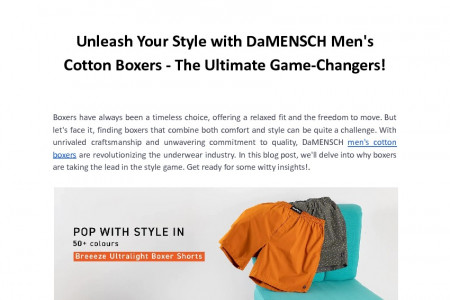 Unleash Your Style with DaMENSCH Men's Cotton Boxers - The Ultimate Game-Changers! Infographic