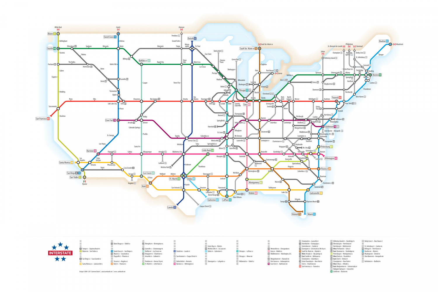 U.S. Interstates as a Subway Map Infographic