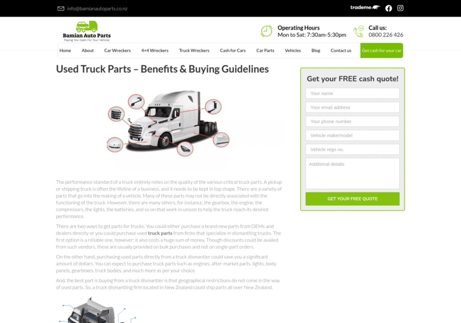 Used Parts For a Truck | Bamian Auto Parts Infographic