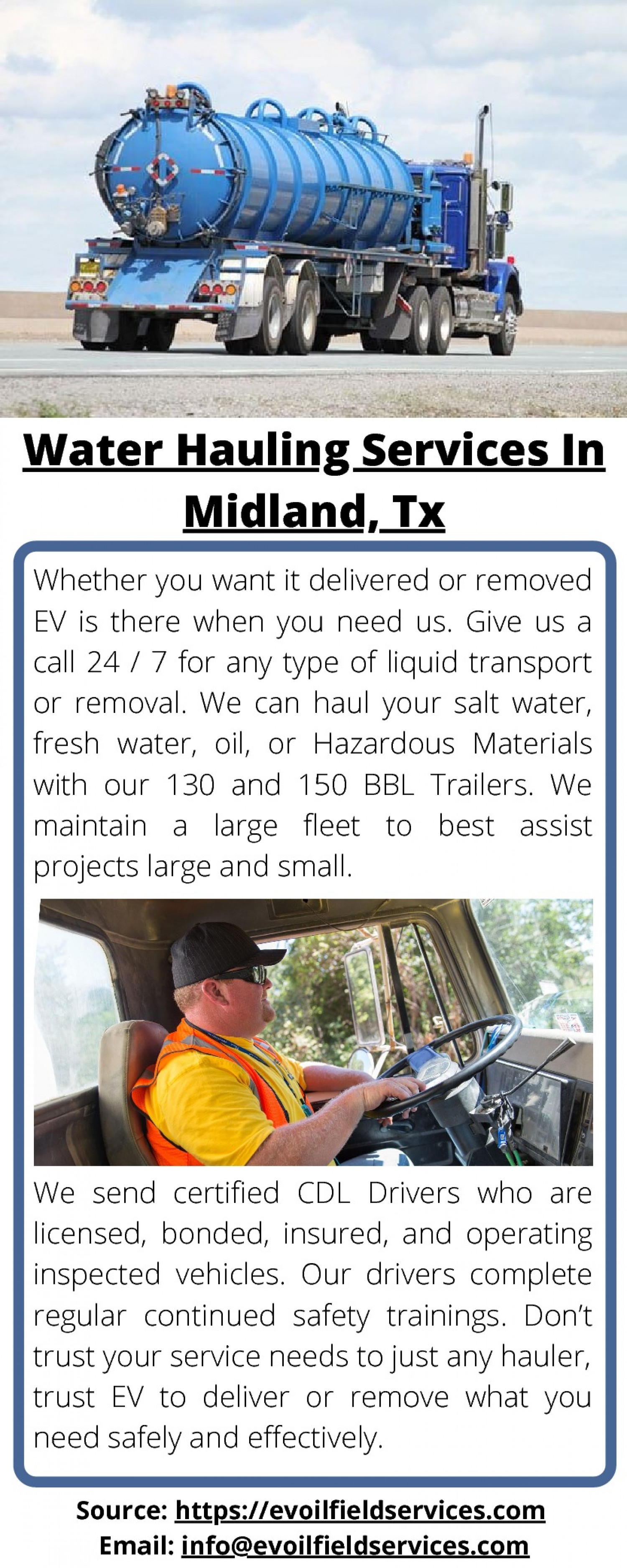  Water Hauling Services In Midland, Tx  Infographic