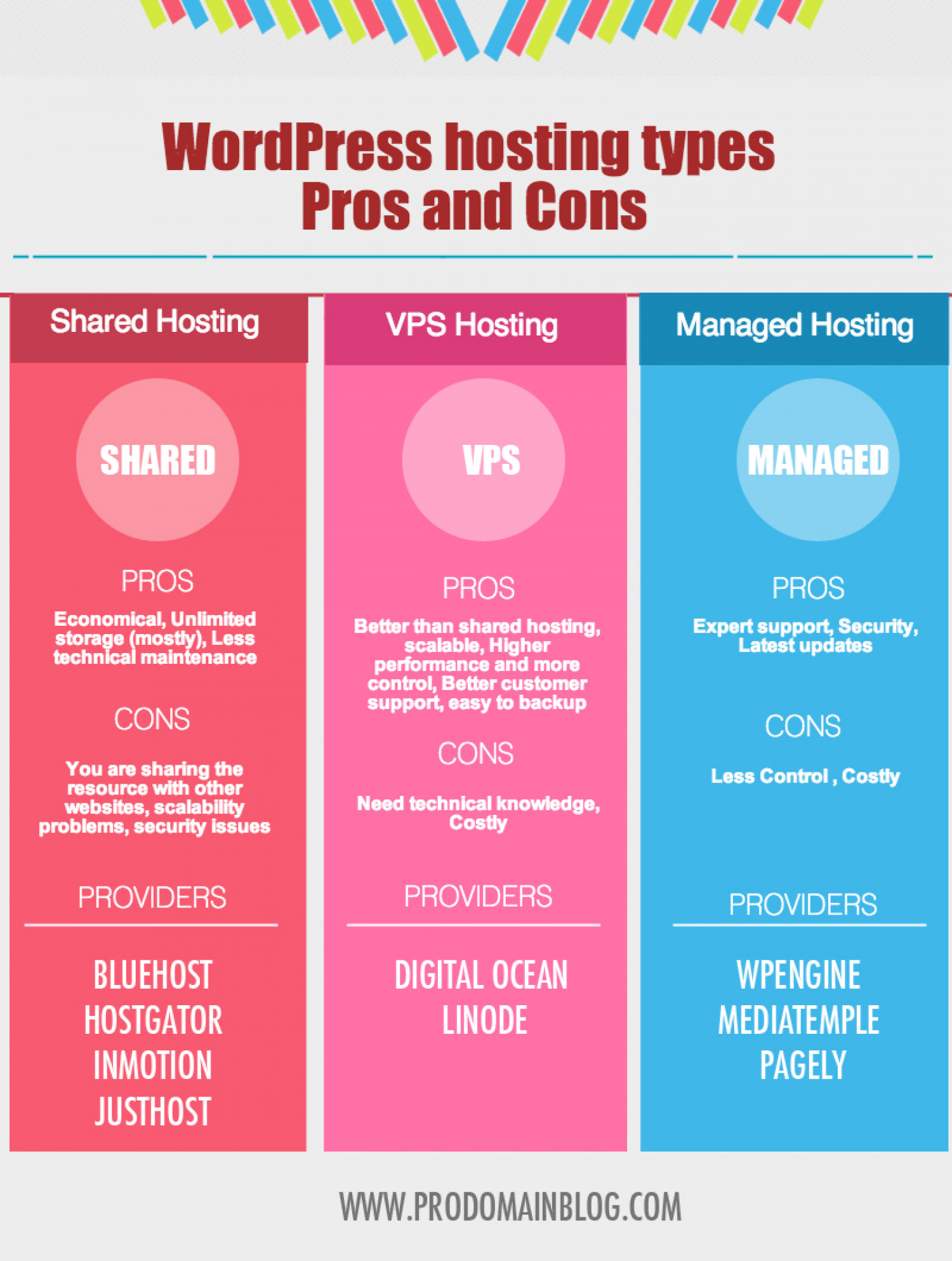 WordPress Hosting Types Pros And Cons Infographic