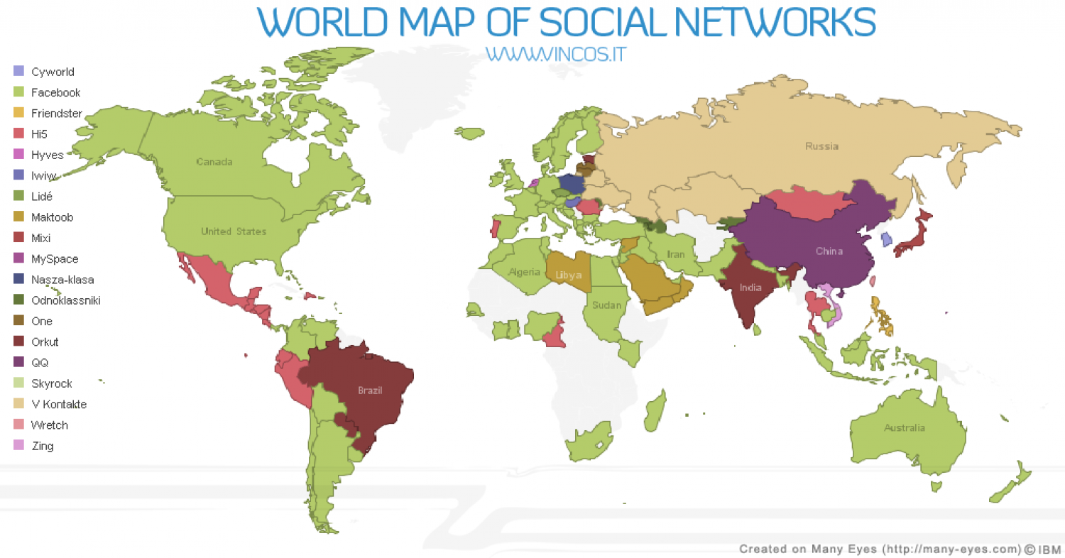 World Map of Social Networks Infographic
